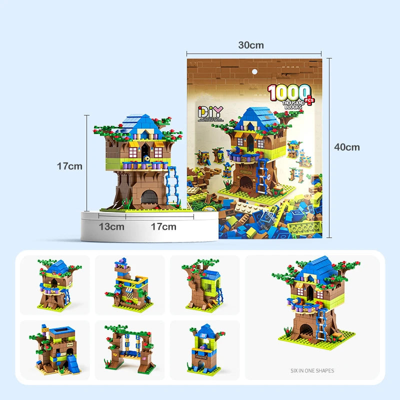 6in1 NEW Tree House TreeHouse Girls' Castle Room Climb Slide Classic Model Building Blocks Sets Bricks Toy City