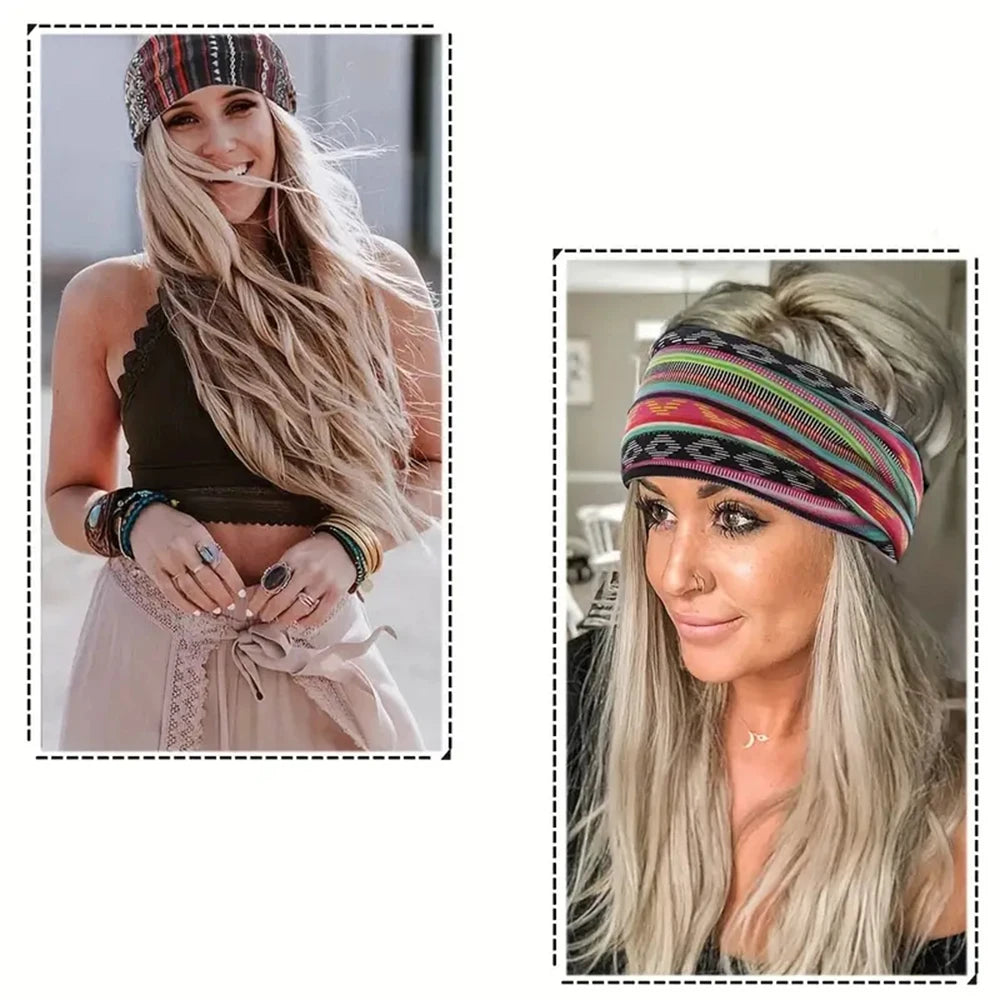 1 Pc Women's Bohemian Style Elastic Headscarf - Fashionable, Breathable, Cotton