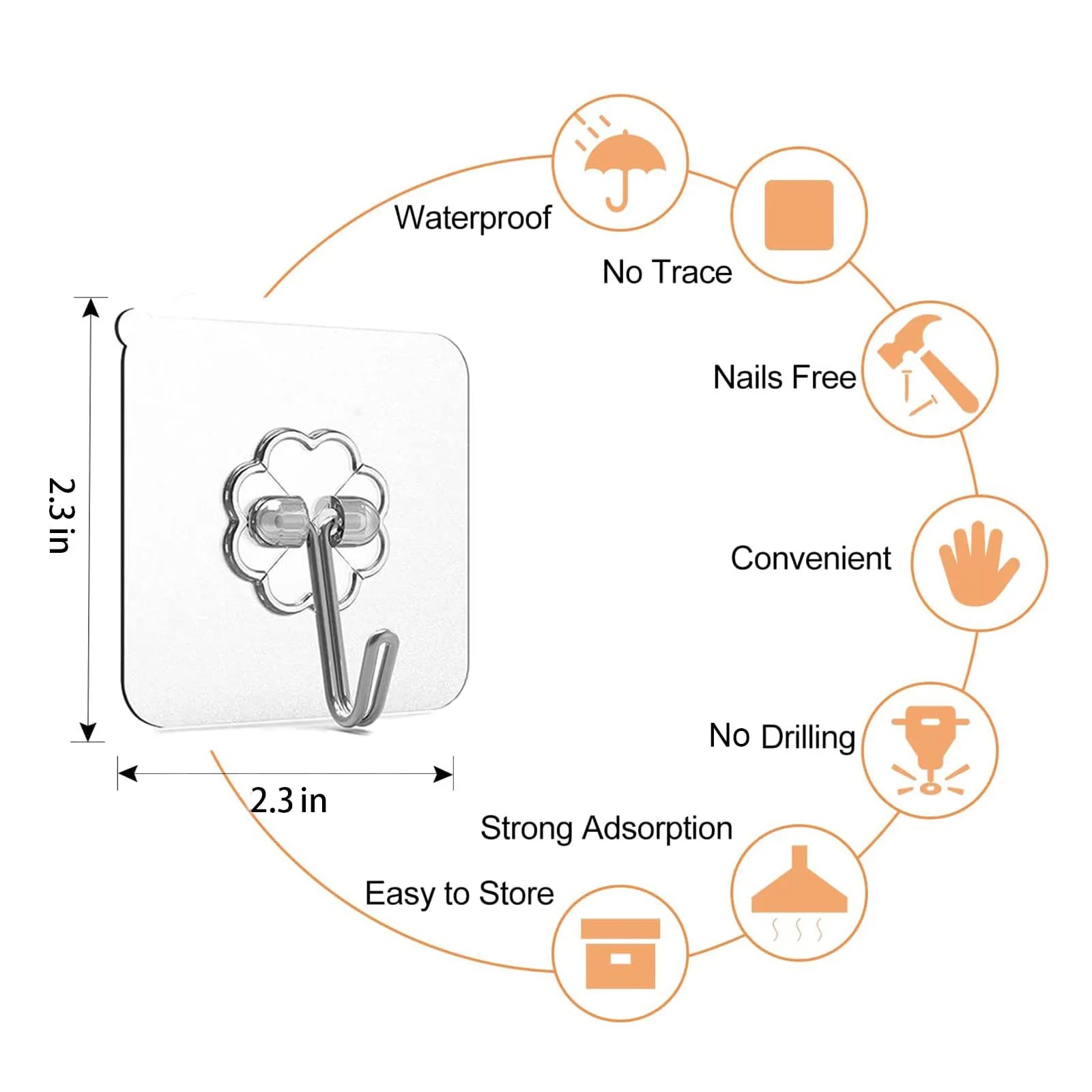 30pc Transparent Wall Mount Hooks - Strong Grip, Traceless, Easy Install