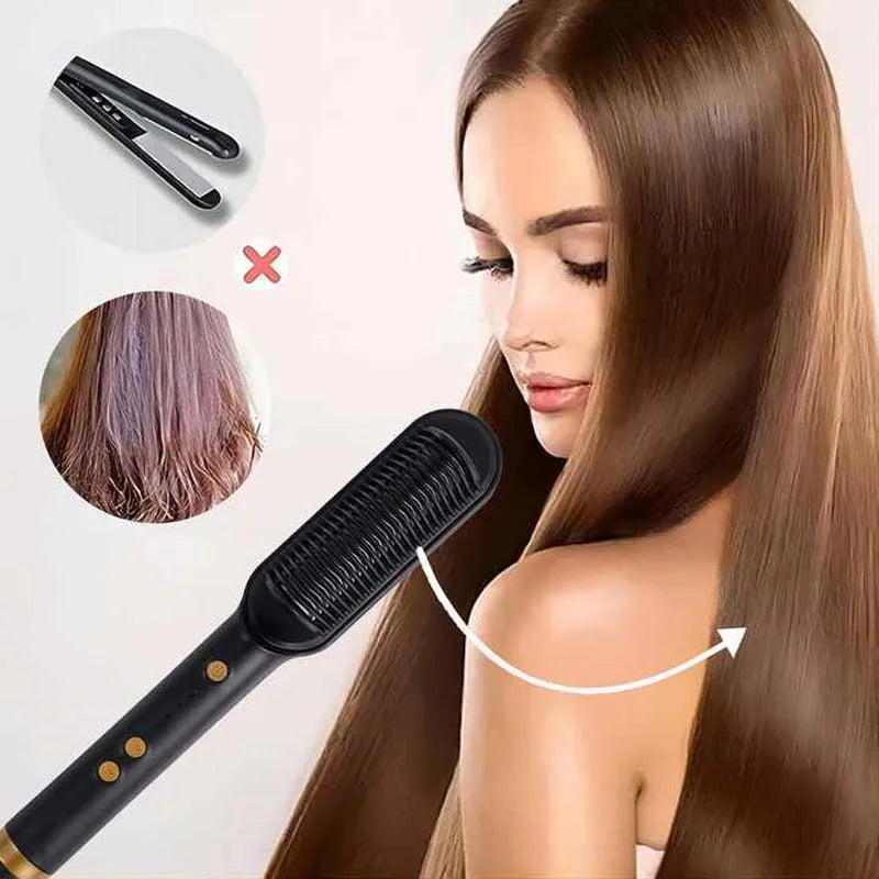 Electric Hair Straightener Brush Professional Fashion Fast Heating Ceramic