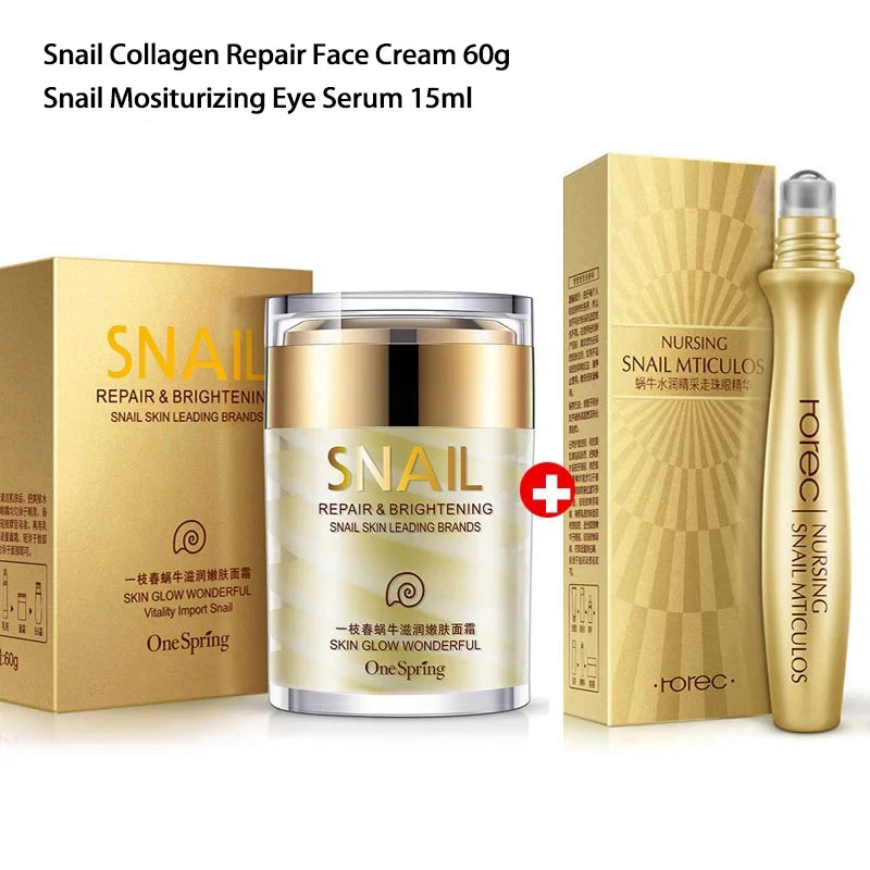 Skincare Snail Cream Collagen Cream Anti Aging Whiten Skin Face Cream Fade Dark Eye Circles Remove Eye Bags Eye Serum