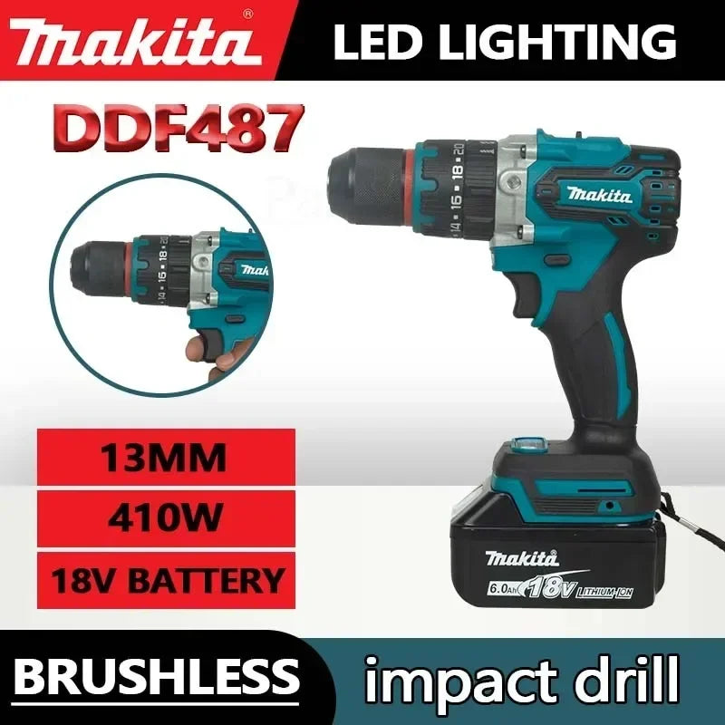 Makita DDF487 18V Brushless Electric Drill – 13mm Lithium Screwdriver & Driver