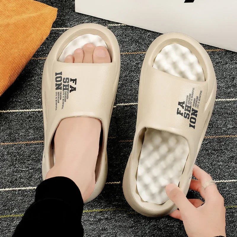 New Summer Men Massage Slippers Sides Indoor Outdoor Sandals Beach Casual Shoes Soft Sole Slides Men Flip-flops Men's Sandals