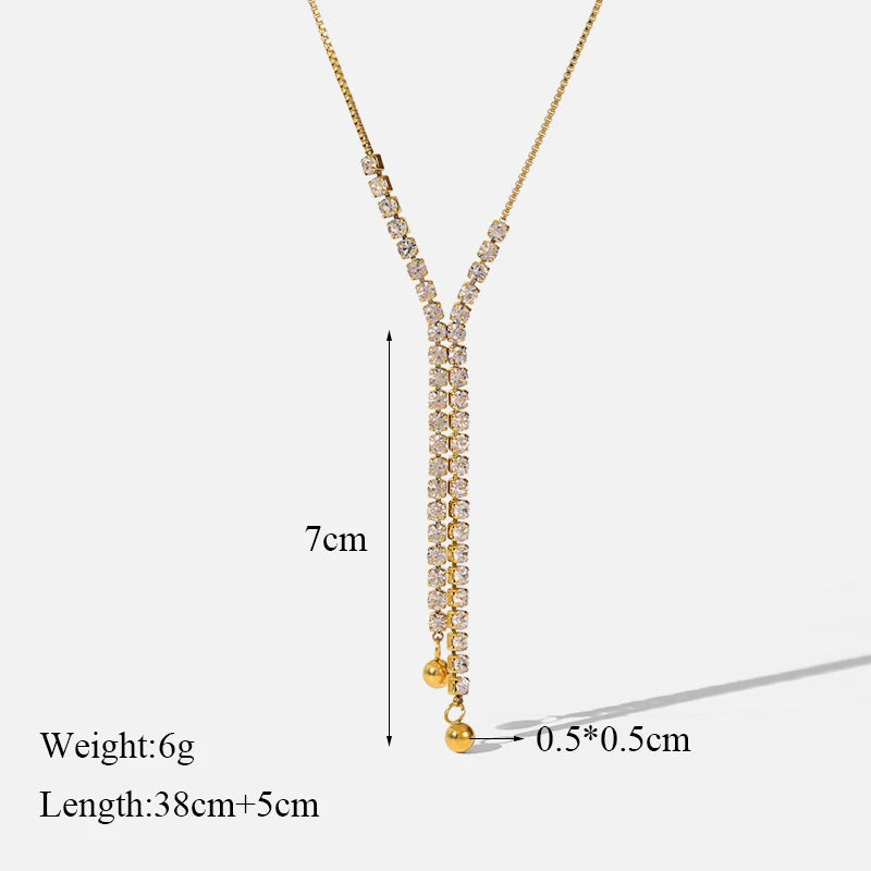 GANEMLY 316L Stainless Steel Water Drop Pendant Necklace For Women Trendy Drawstring Neck Chain 18K Gold Plated Jewelry Gift