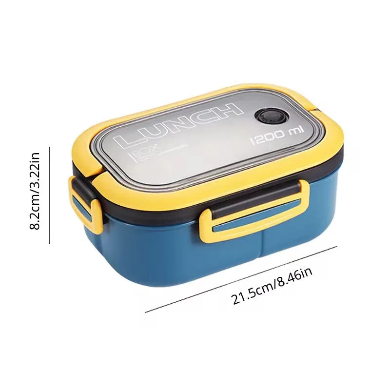 Portable Single/Double-Layer Lunch Box with Fork & Spoon - Food Preservation Box