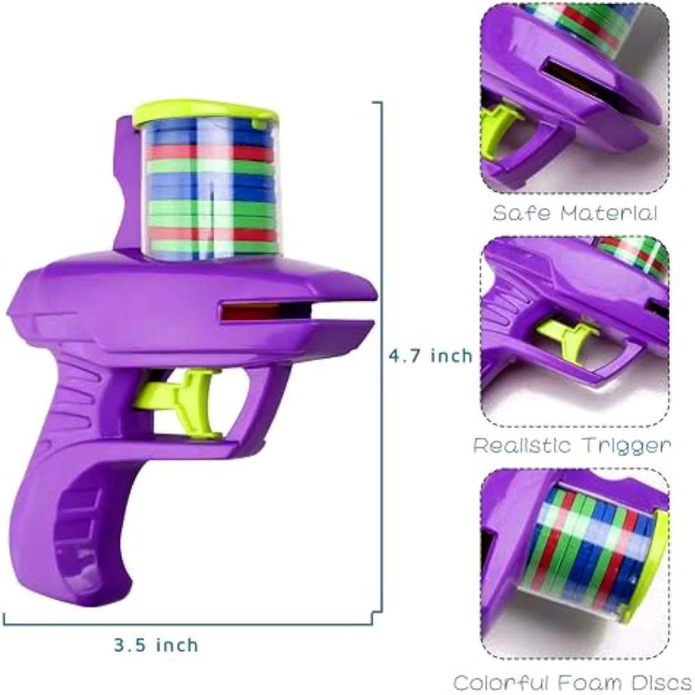 Kids Outdoor Game Foam Disc Gun Toy Flying Disc Shooting Launcher Gun Double Parent-child Interactive Children Toy