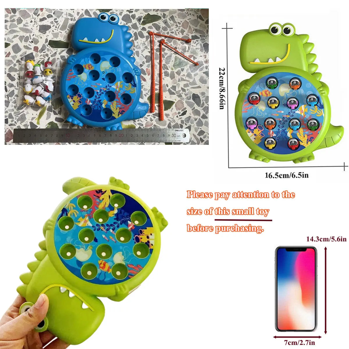 Dinosaur Simple Magnetic Fishing Toys Play Rod Game Toys for Children Baby Montessori with Rod Kids Educational No Rotating Gift