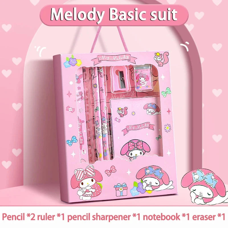 Sanrio Kuromi Melody Cinnamoroll Stationery Gift Box Girls Primary School 12-Piece School Supplies for Children Kawaii New Hot