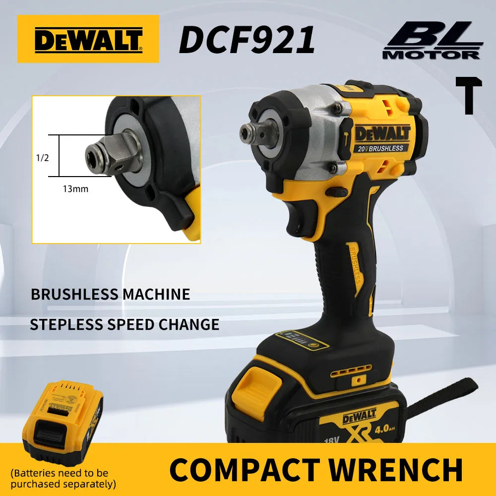 DEWALT DCF921 20V Cordless Impact Wrench –Rechargeable,Variable Speed,Handheld