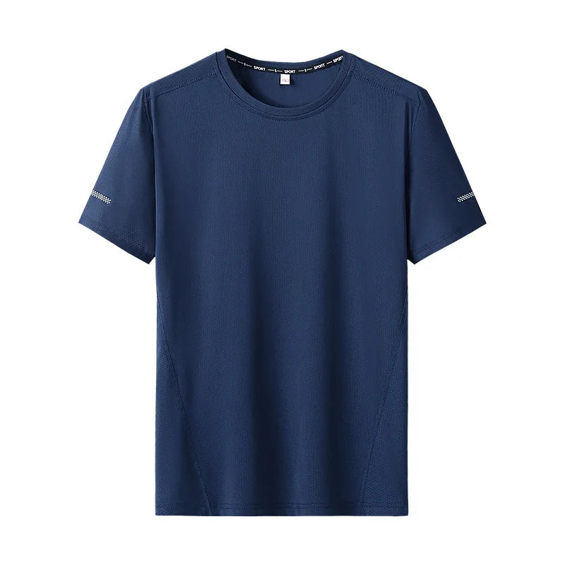 "Men's 9XL Quick-Dry T-Shirt - Plus Size, Round Neck, Short Sleeve, Oversized Tee"