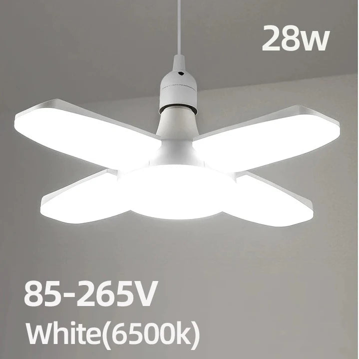 Fan Foldable 28W LED Bulb - 40W Deformable Ceiling Light for Home & Garage 6500K