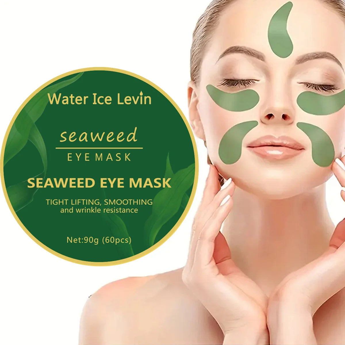 60pcs seaweed hyaluronic acid eye mask to remove dark circles collagen eye patch facial care products