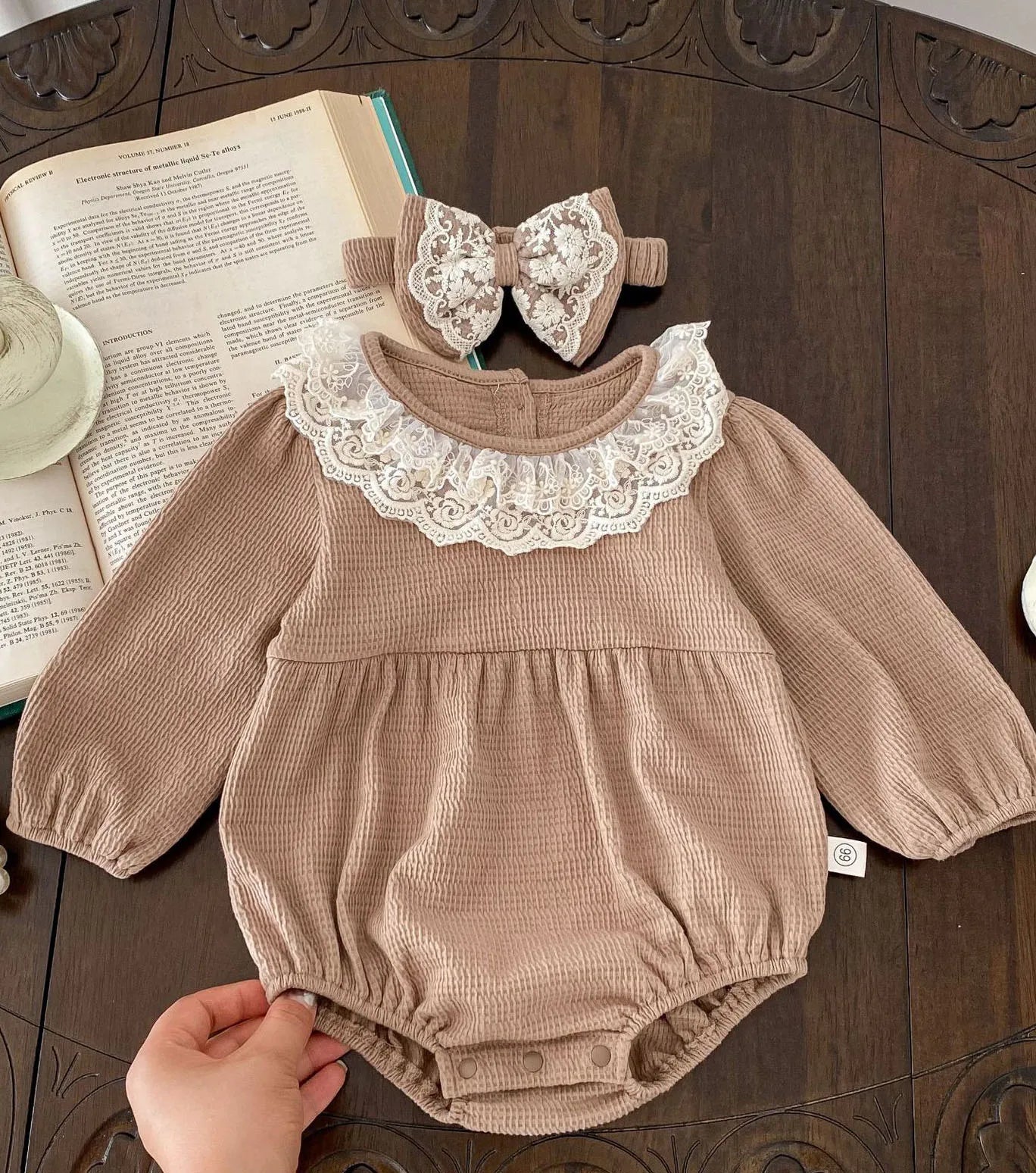 2PCS MILANCEL Spring Baby Clothes Lace Collar Infant Bodysuit One Piece Toddler Cute Princess Outfit Clothing for Newborns