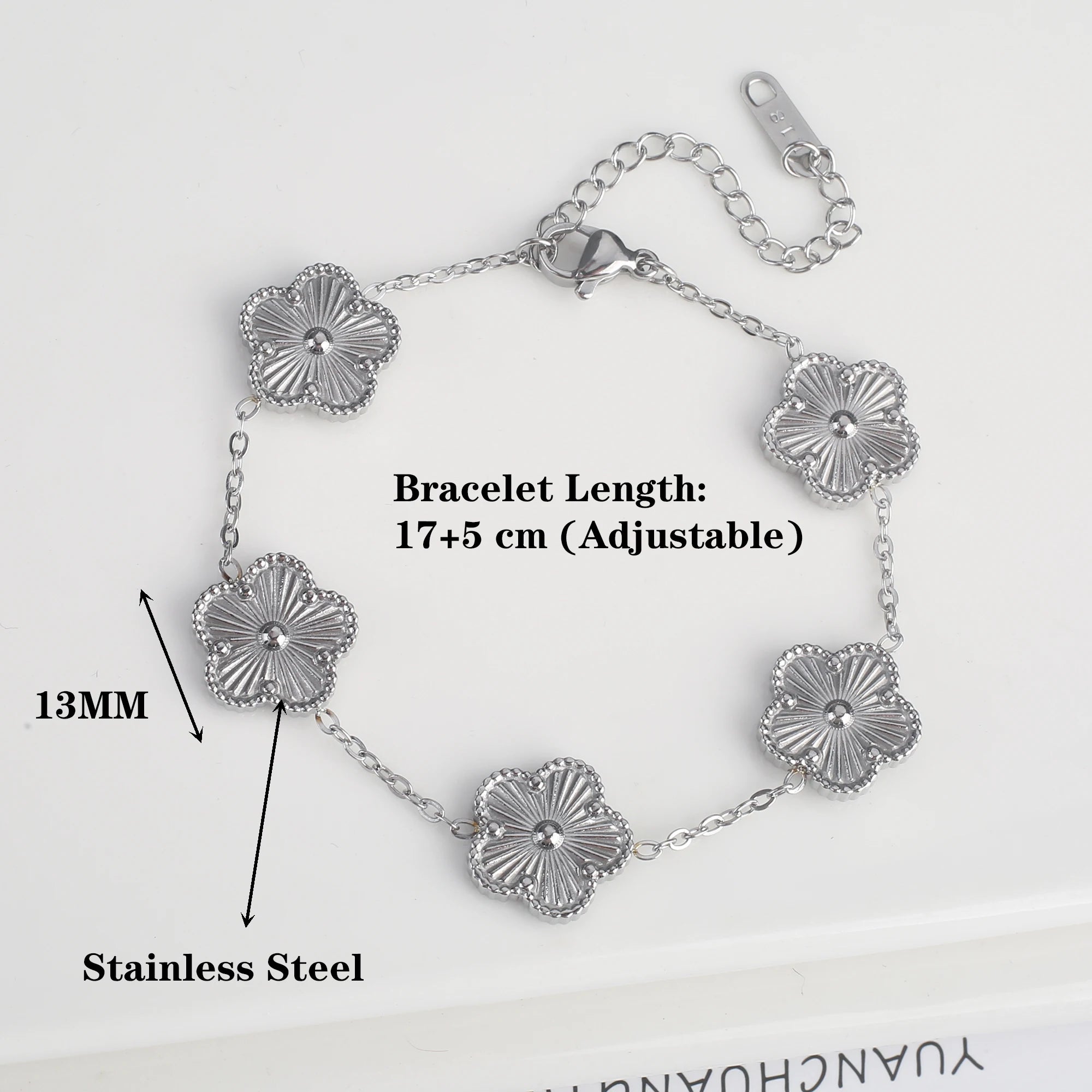 Classic Stainless Steel Hot Selling Golden Clover Adjustable Bracelet Luxury Five Leaf Flower Bracelet Jewelry For Women Gift