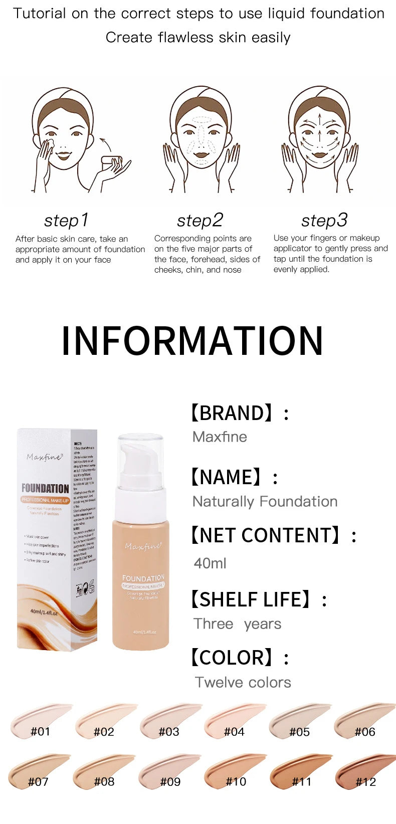 Liquid Foundation-Waterproof & Sweat-Resistant Concealer for Professional Makeup