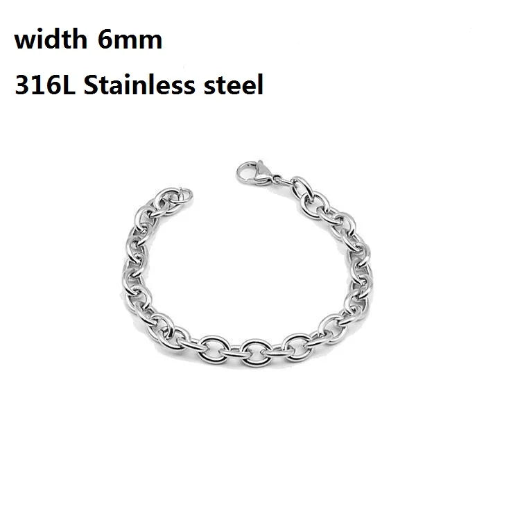 316L Stainless Steel Cuban Chain Bracelet for Men Women Figaro  Vintage Metal Viking Kpop Pulseras Emo Cute Luxury Jewelry Gift