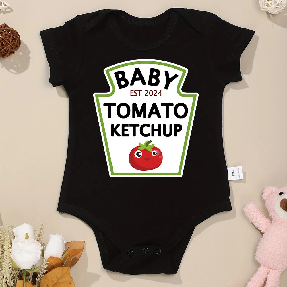 Funny Cute Baby Tomato Ketchup Bodysuit | 100% Cotton Newborn Boys & Girls Onesies