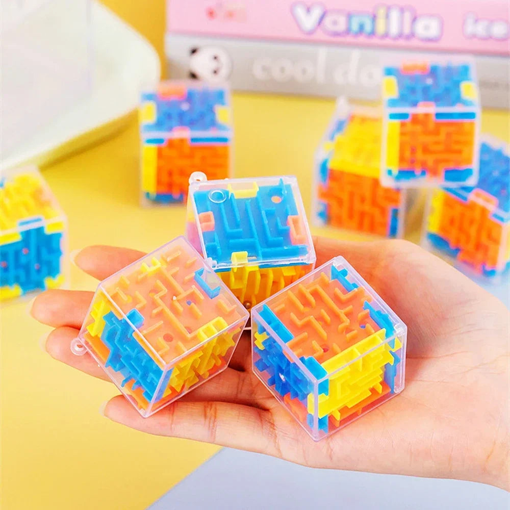 mini 3D Maze Magic Cube Six-sided Transparent Puzzle Speed Cube Rolling Ball Cubes Maze Toys For Children Stress Reliever Toys