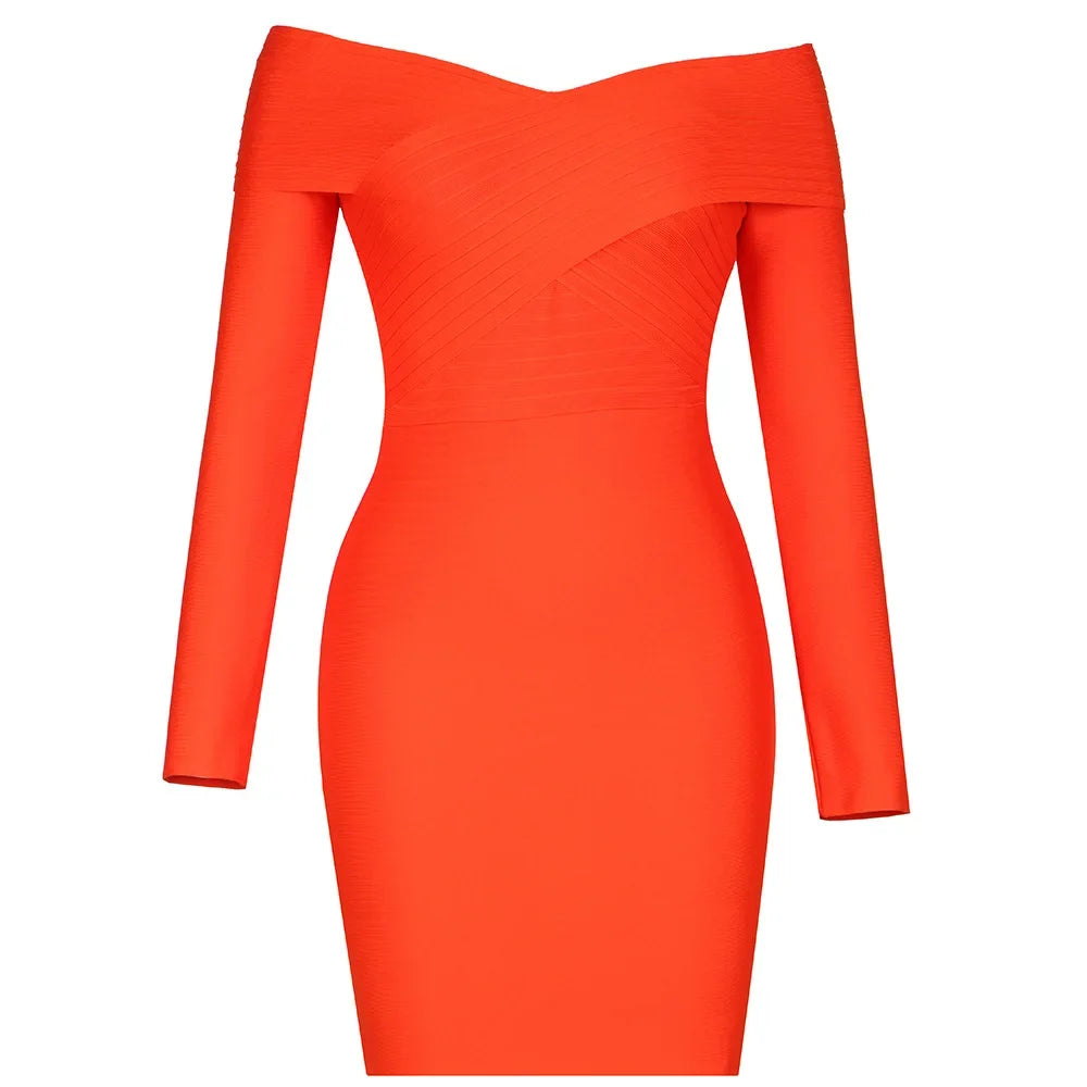 2022 New Autumn Winter Long Sleeve Striped V-Neck Sexy Tie Dress Amazon Best Seller Orange Color Independent Station Dress