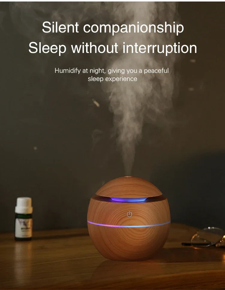 USB Ultrasonic Cool Mist Sprayer Essential Oil Fragrance Mini Home Wood Grain Air Humidifier Electric Air Aroma Diffuser Purifie