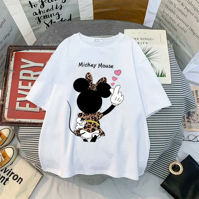 Kawaii Women T-Shirts Mickey Anime Blouses Y2k Clothing Graphic T Shirts Clothes Harajuku Oversized T Shirt Womens Tops