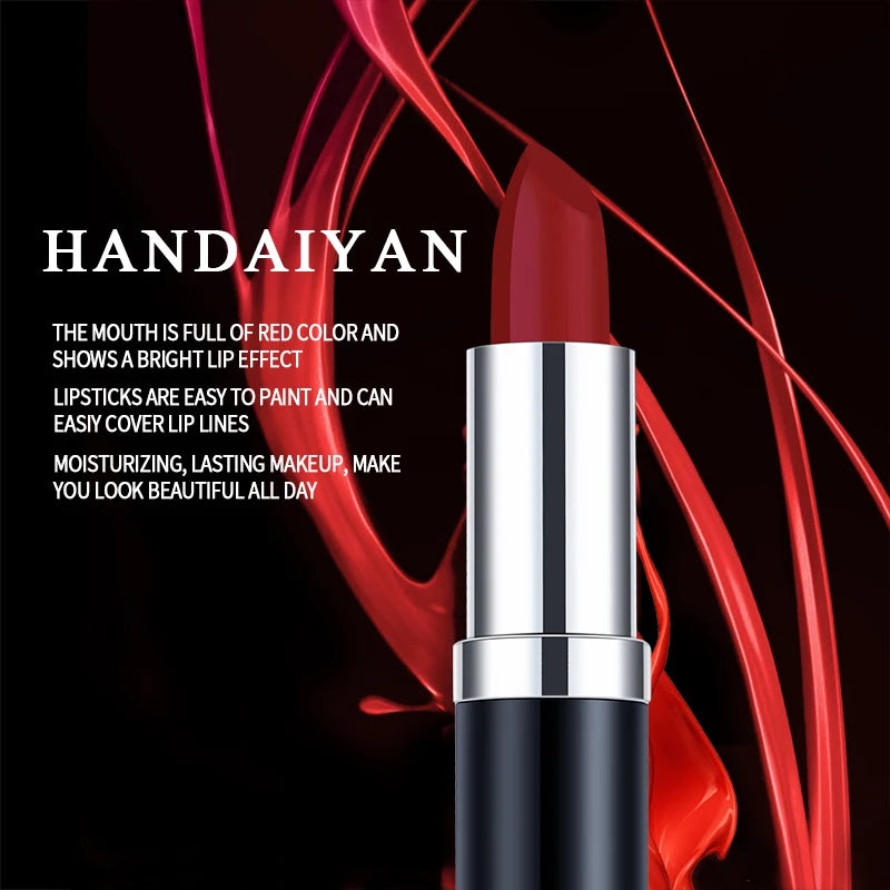 HANDAIYAN 12-COLOR MATTE LIPSTICK WATERPROOF LONG-LASTING MOISTURIZING VELVET MATTE LIPSTICK High Pigment Lips Cosmetics