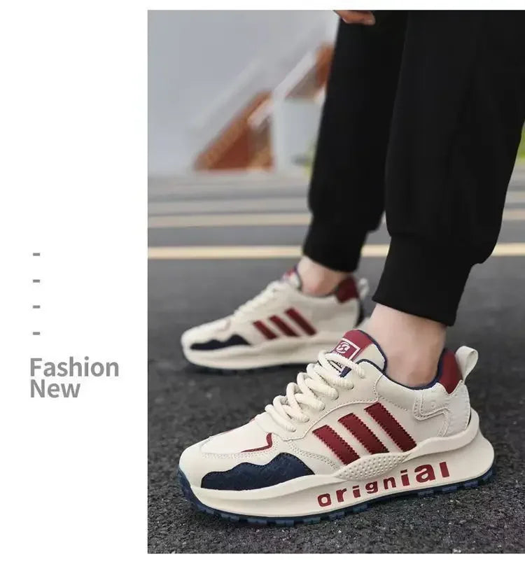 Autumn New Men's Shoes Fashionable Versatile Thick Sole Trendy Soft Bottom Comfortable Low Top Lightweight Trendy Running Shoes