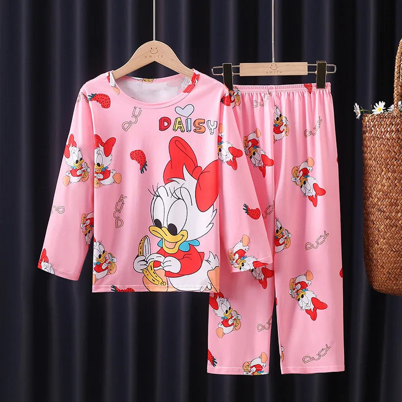 2pcs/set New Children Pyjamas Minnie Elsa Duck Cartoon Girls Sets Kid Home Wear boys and girls Travel Casual Sleepwear Suit