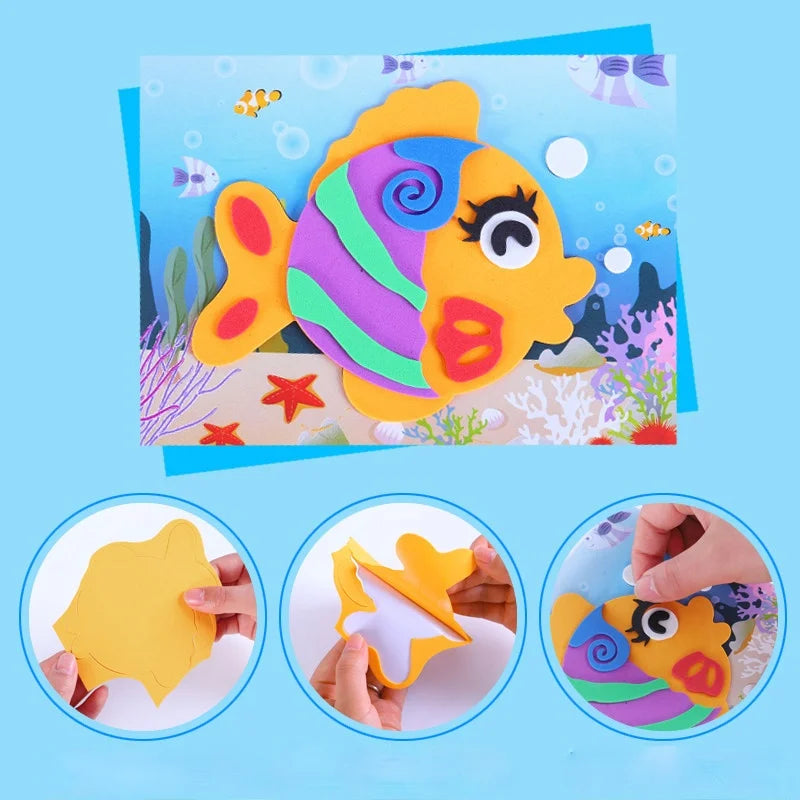 10Pcs DIY Creative Cartoon Animal 3D EVA Foam Sticker Puzzle 20 Style Handmade Early Learning Educational Toys For Children Gift