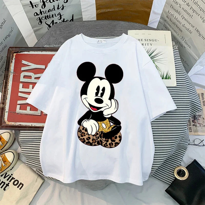 Kawaii Women T-Shirts Mickey Anime Blouses Y2k Clothing Graphic T Shirts Clothes Harajuku Oversized T Shirt Womens Tops