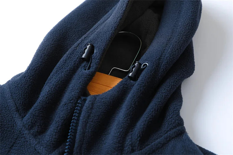 Winter Wool Jacket Men's High-end Embroidered Thickened Fleece Windproof Jacket Outdoor Snow Cold-proof Men's Warm Hooded Coat