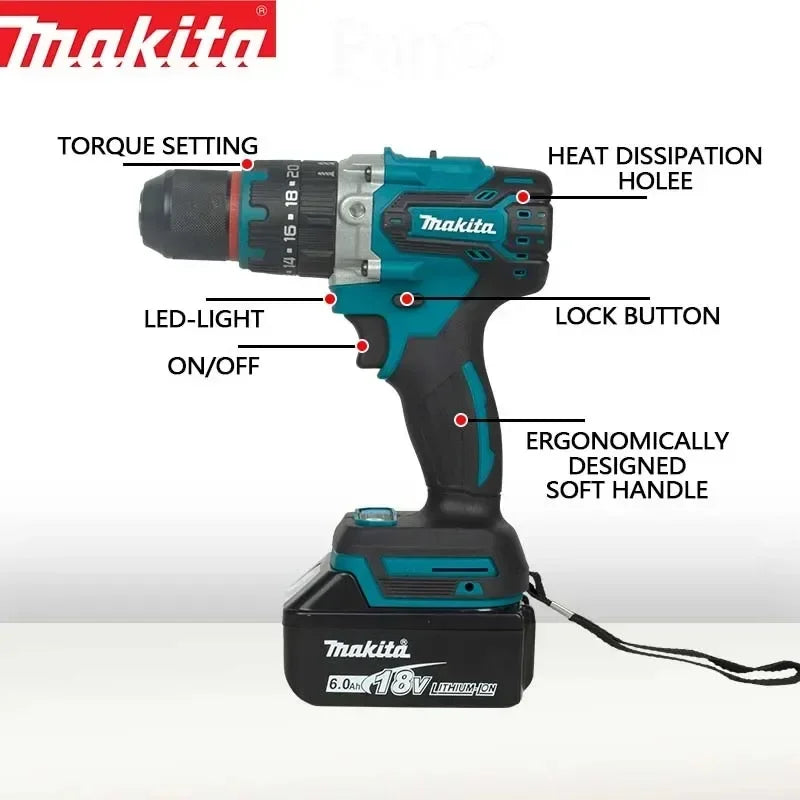 Makita DDF487 18V Brushless Electric Drill – 13mm Lithium Screwdriver & Driver