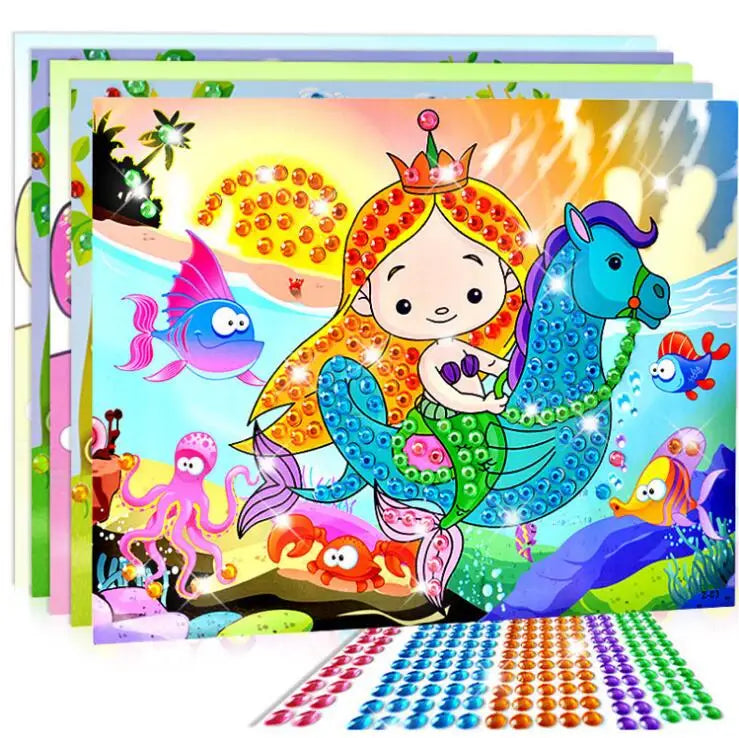 5/10/20pcs/Lot DIY Diamond Stickers Handmade Crystal Paste Painting Mosaic Puzzle Toys Random Color Kids Stickers Gift Children