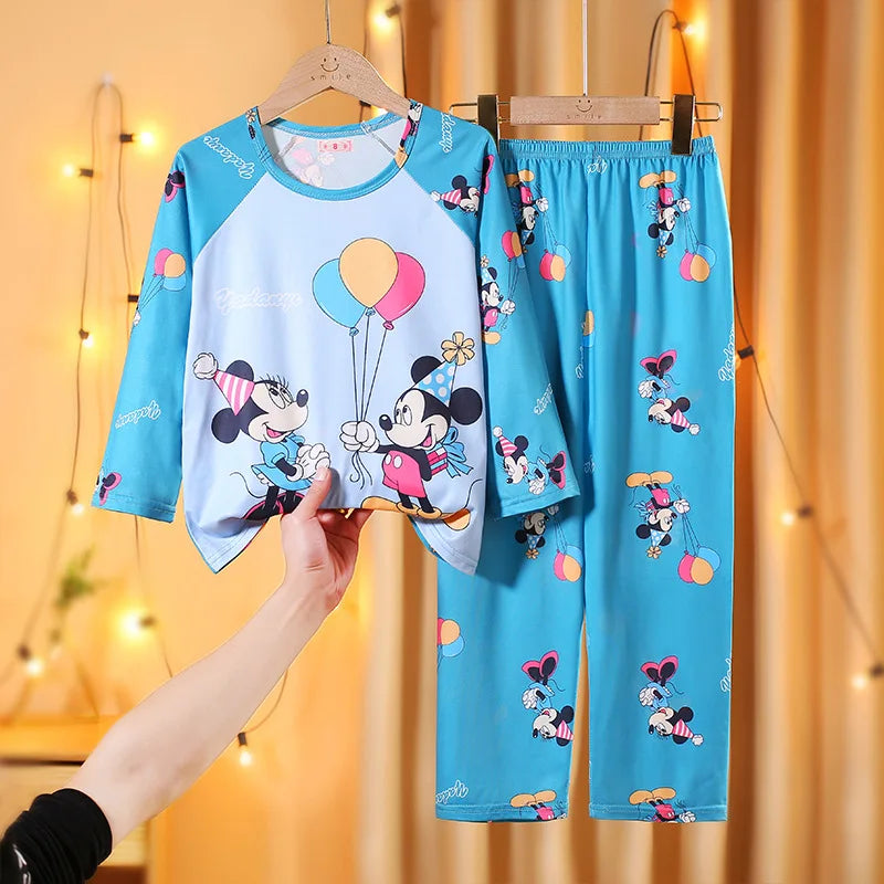 2pcs/set New Children Pyjamas Mickey Cartoon Boys and Girls Sets Kid Home Wear young boys and girls Casual Sleepwear Suit