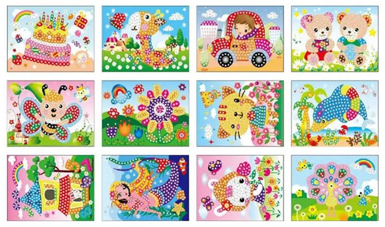 5/10/20pcs/Lot DIY Diamond Stickers Handmade Crystal Paste Painting Mosaic Puzzle Toys Random Color Kids Stickers Gift Children