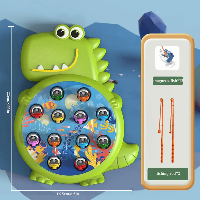 Dinosaur Simple Magnetic Fishing Toys Play Rod Game Toys for Children Baby Montessori with Rod Kids Educational No Rotating Gift