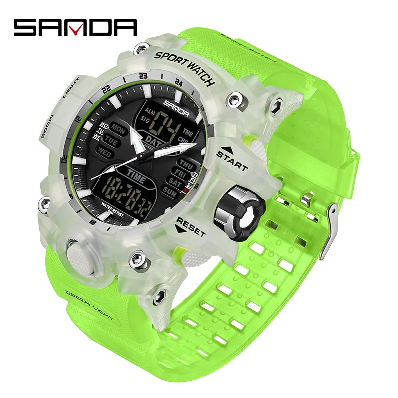 Men's Outdoor Sports Watch LED Analog Digital Chronograph Dual Display 50M Waterproof
