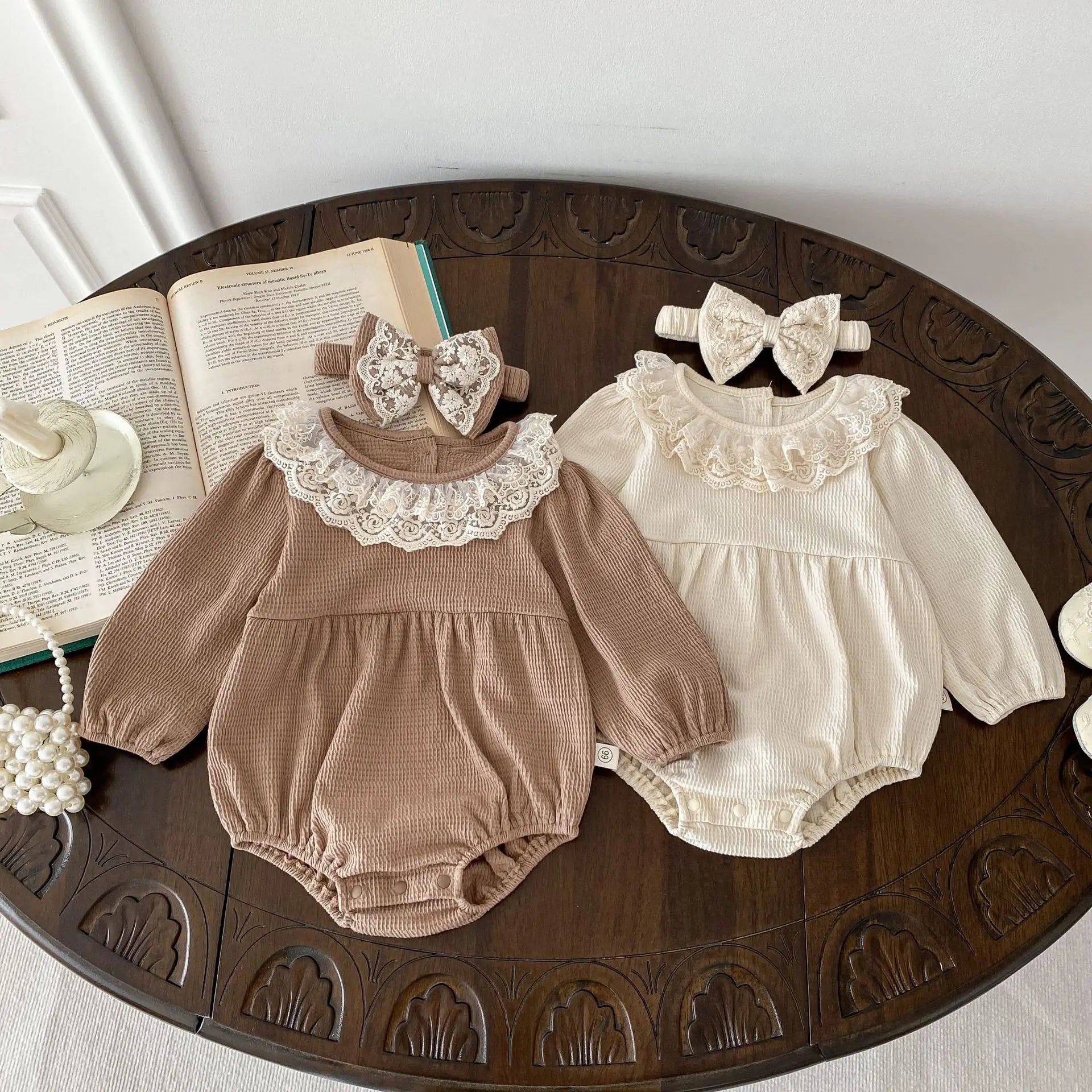 2PCS MILANCEL Spring Baby Clothes Lace Collar Infant Bodysuit One Piece Toddler Cute Princess Outfit Clothing for Newborns