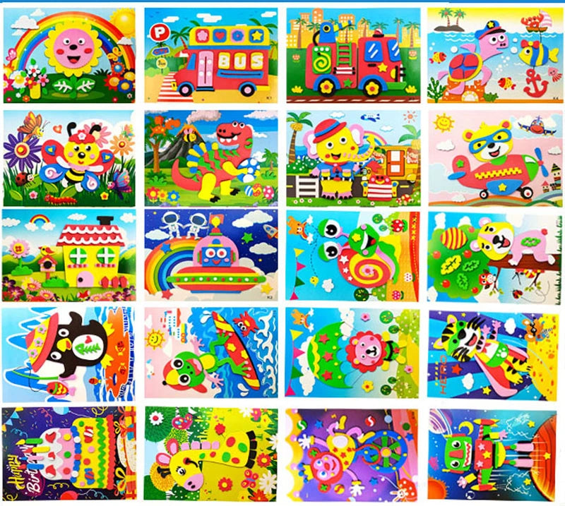 5/10/20Pcs/lot Kids DIY 3D EVA Foam Sticker Cartoon Animal Multi-patterns Styles Puzzles Game Art Craft Early Educational Toys