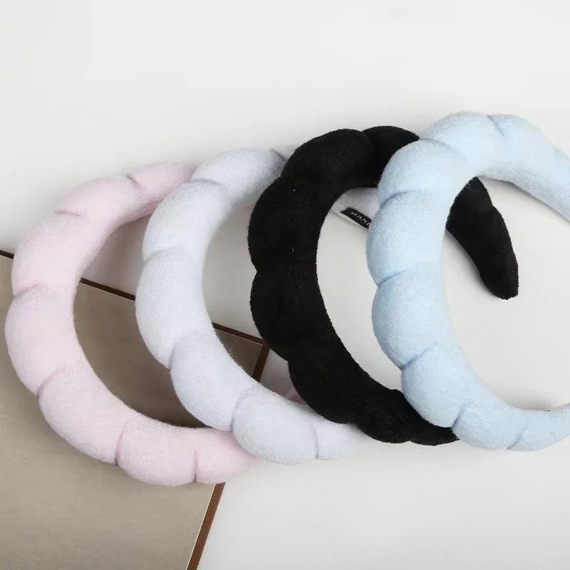 3PCS Stylish Washing Headband Set Wristbands Scrunchies Spa Bubble Headband