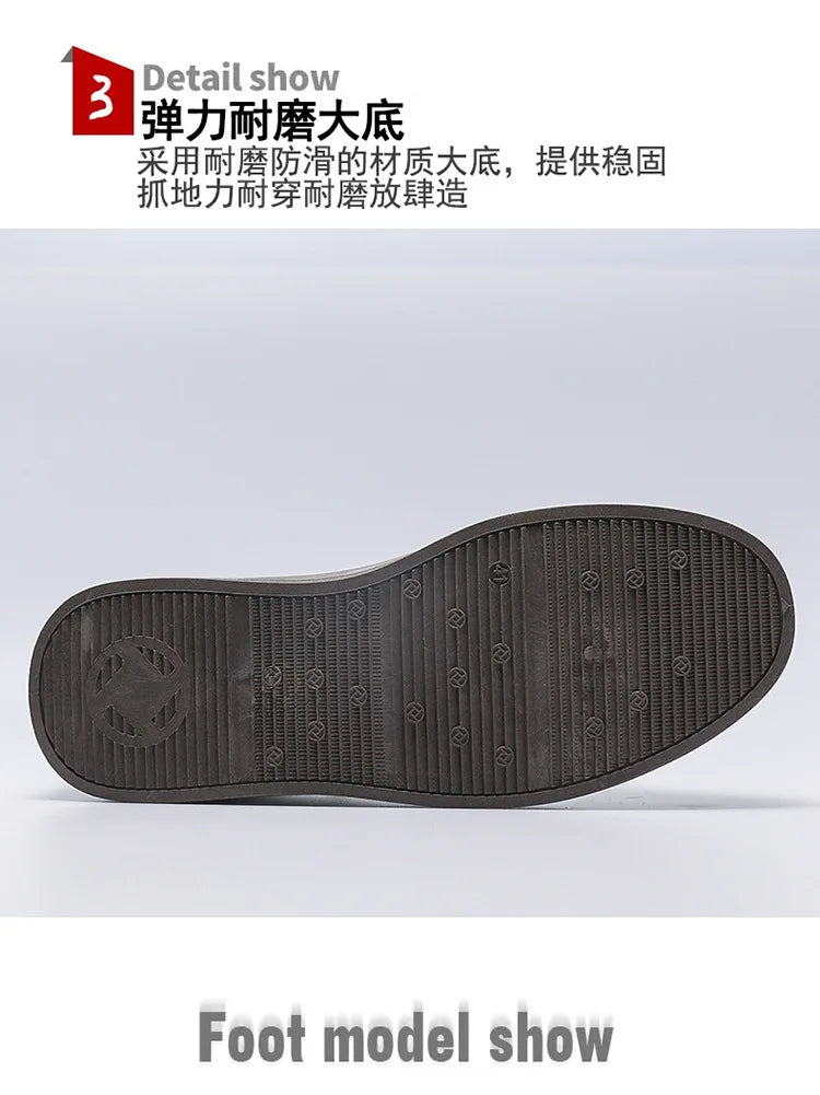 Mens Leather Shoes Fall Fashion Sneakers for Driving Walking Office, Comfortable Men Slip on Skate Flats Non Slip Youth Shoe