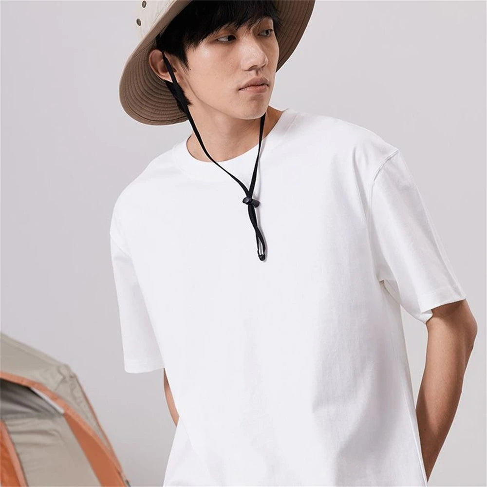 Men T Shirt Summer Cotton Tops Women Solid Color Blank Tshirts O-neck Round Collar Short-Sleeve Couple White Top Tees