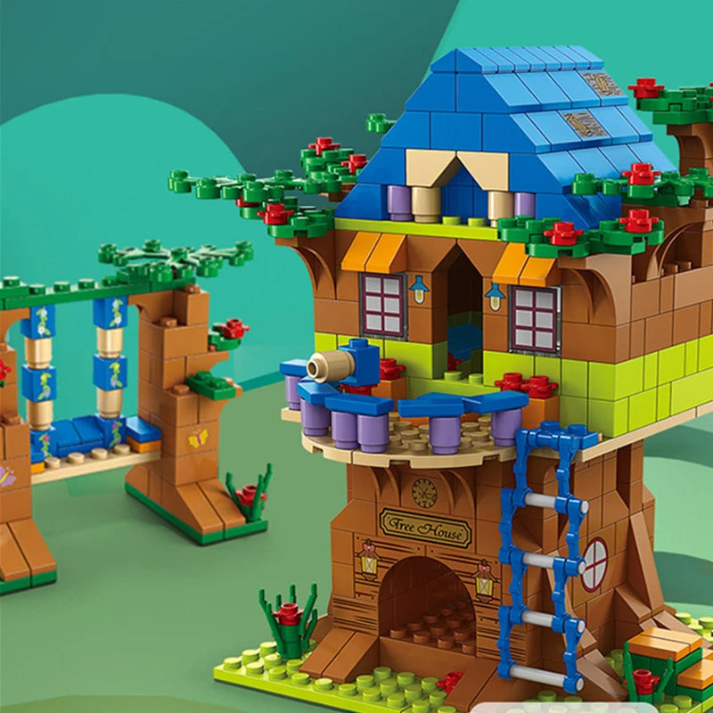 6in1 NEW Tree House TreeHouse Girls' Castle Room Climb Slide Classic Model Building Blocks Sets Bricks Toy City