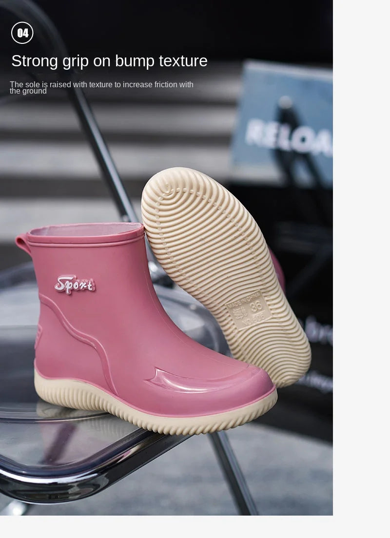 2024 New Women's Rain Shoes Winter Cotton and Velvet Medium Tube Rain Boots Work Non-slip Fashion Rubber Shoes Adult Water Shoes