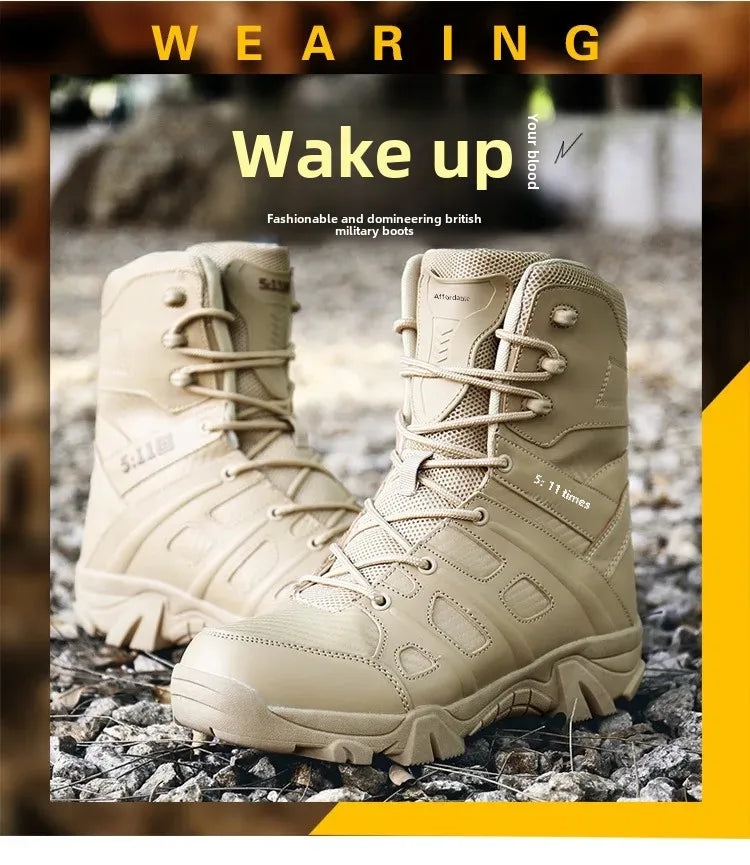 Special Forces Combat Boots Cross-Border Fast Selling Large Size Men's Shoes 46 High Top Outdoor High-Waisted Tactical Climbing