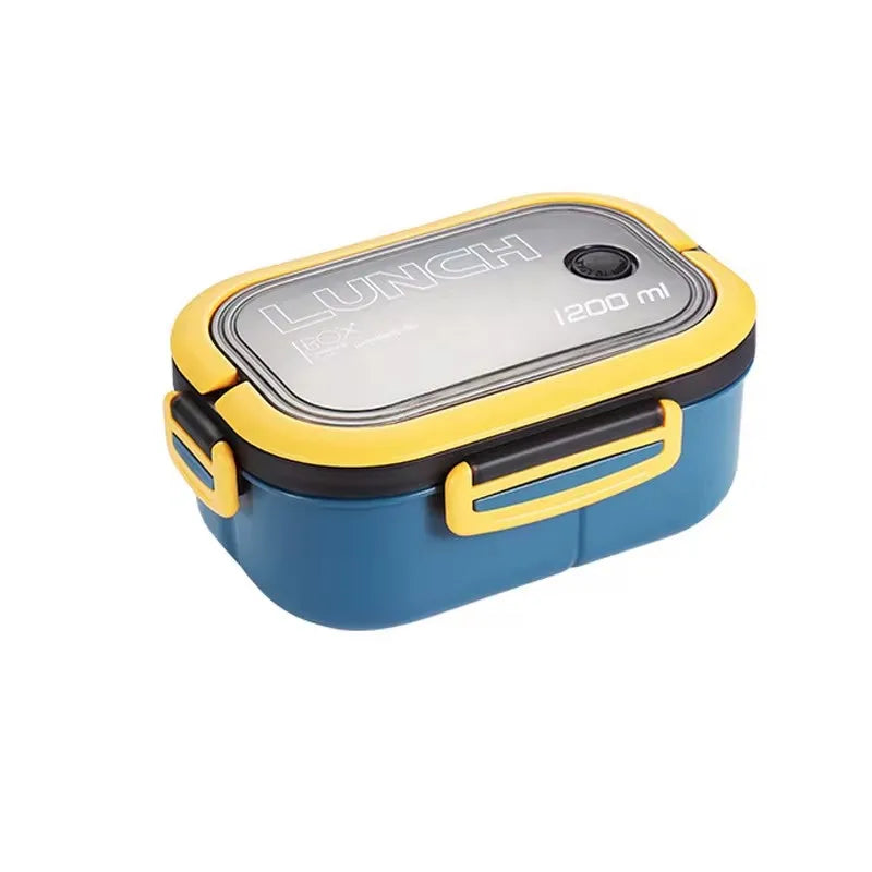 Portable Single/Double-Layer Lunch Box with Fork & Spoon - Food Preservation Box