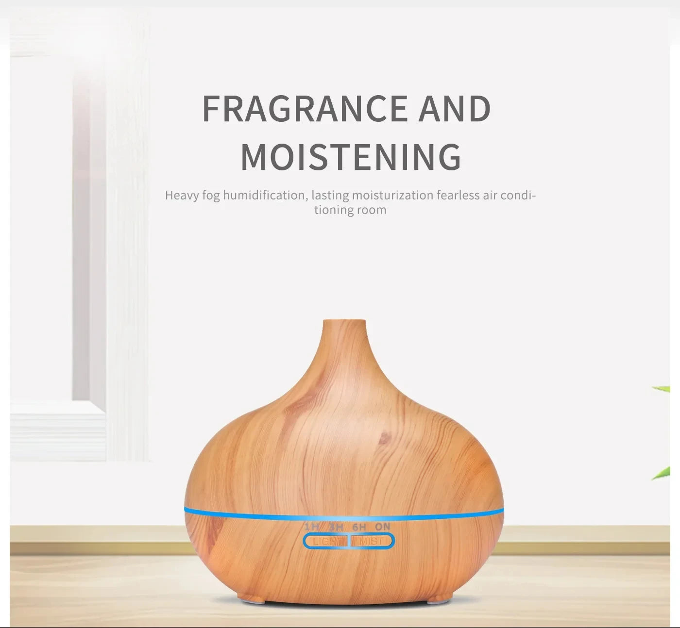 Air Humidifier Aromatherapy Essential Oil Diffuser Wood Grain 500ml Ultrasonic Remote Control 7 Color Lights For Home Bedroom ﻿