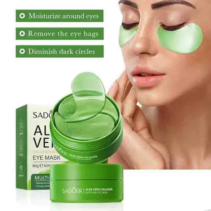 60pcs SAODER Aloe Vera Collagen Eye Mask Anti Dark Circles Eyes Bags Moisturizing Firming Eye Patches Eyes Skin Care Products