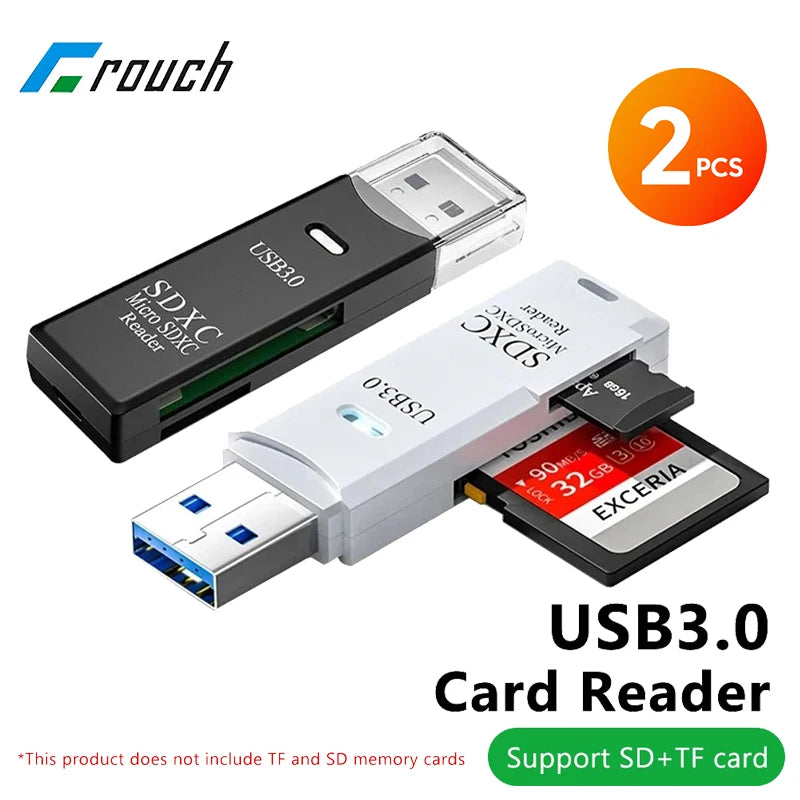 2PCS 2-in-1 USB 3.0 Card Reader Micro SD TF Memory Card Reader USB Flash Drive