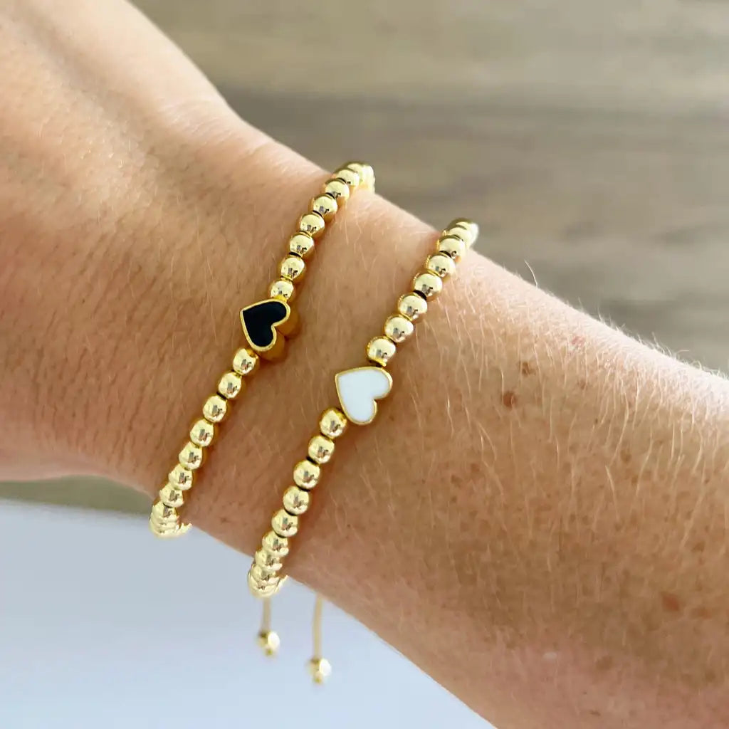 Go2boho Heart Charm 18K Gold Plated Beaded Bracelet Strand Stretch Women Jewelry Adjustabl High Quality Fashion Jewellery Gift